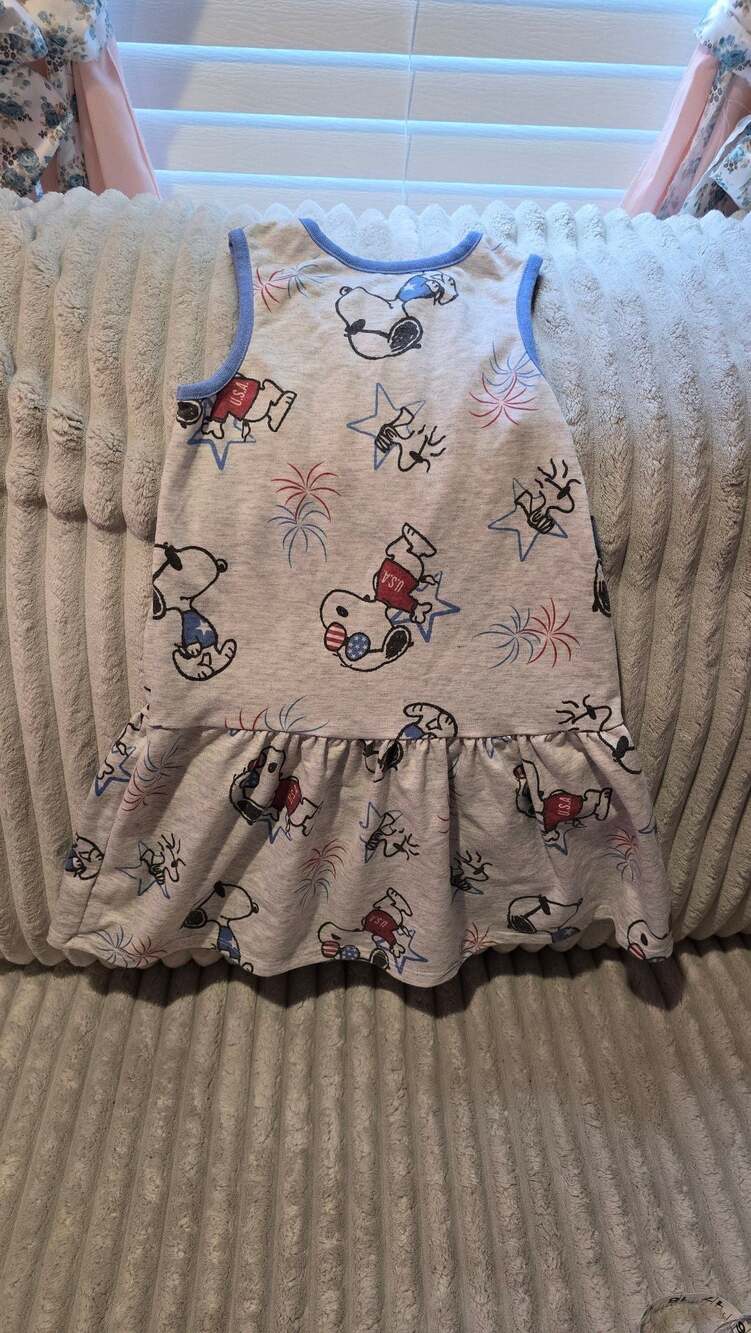 Peanuts Snoopy Toddler Girl USA Americana Sleeveless Dress Size 5T